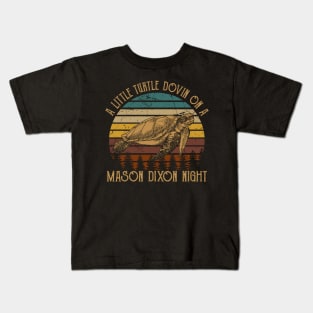 A Little Turtle Dovin on a Mason Dixon Night Vintage Turtle Kids T-Shirt